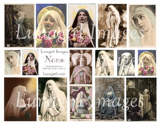 Beautiful Nuns Digital Collage Sheet - Lunagirl