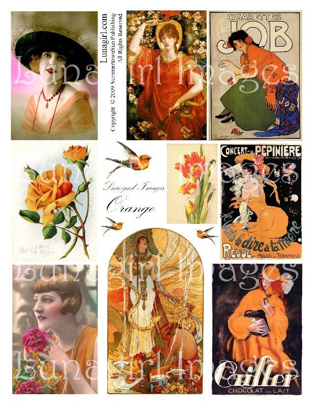 Orange Digital Collage Sheet - Lunagirl
