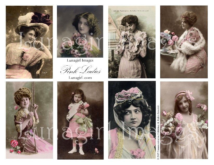 Pink Ladies Digital Collage Sheet - Lunagirl