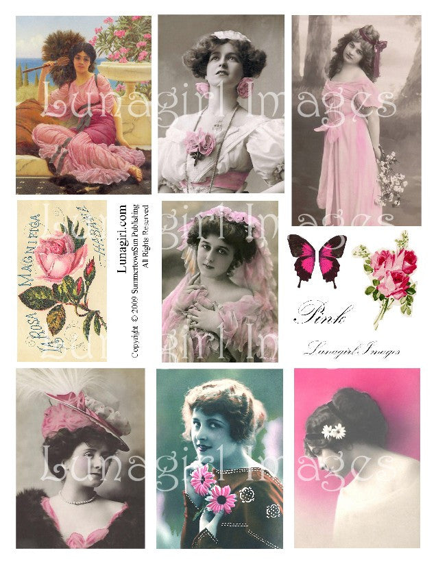 Pink Digital Collage Sheet - Lunagirl