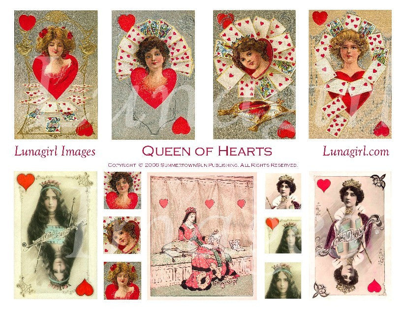 Queen of Hearts Digital Collage Sheet - Lunagirl