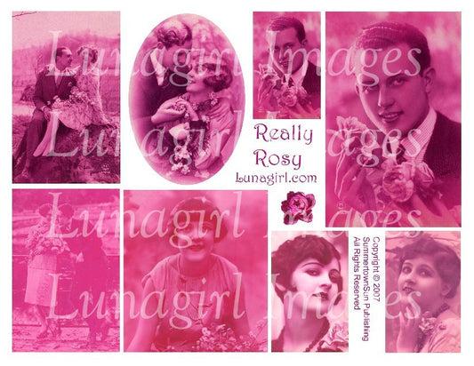 Really Rosy Digital Collage Sheet - Lunagirl