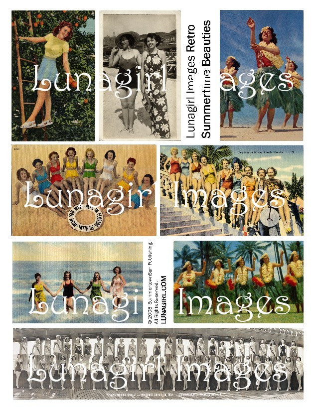 Retro Summertime Beauties Digital Collage Sheet - Lunagirl