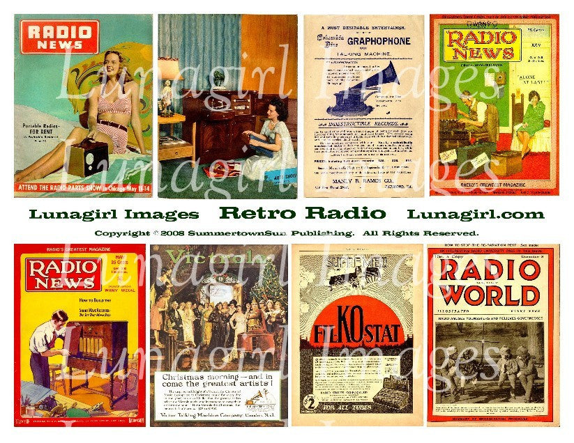 Retro Radio Digital Collage Sheet - Lunagirl