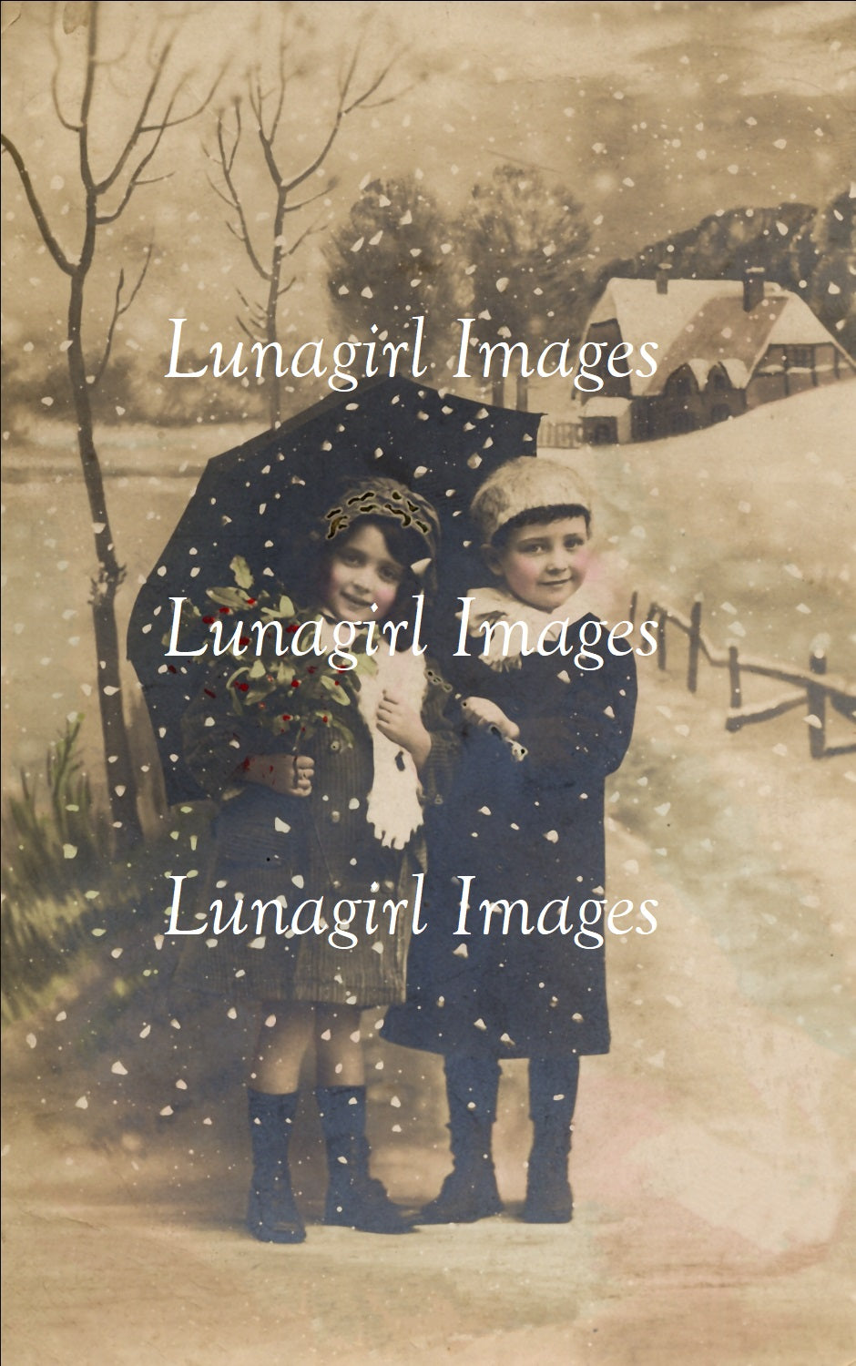 65 Christmas Children Vintage Photo Postcards Download Pack