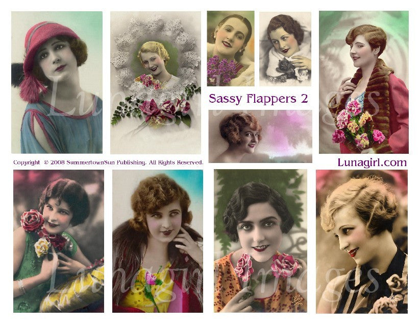 Sassy Flappers #2 Digital Collage Sheet - Lunagirl