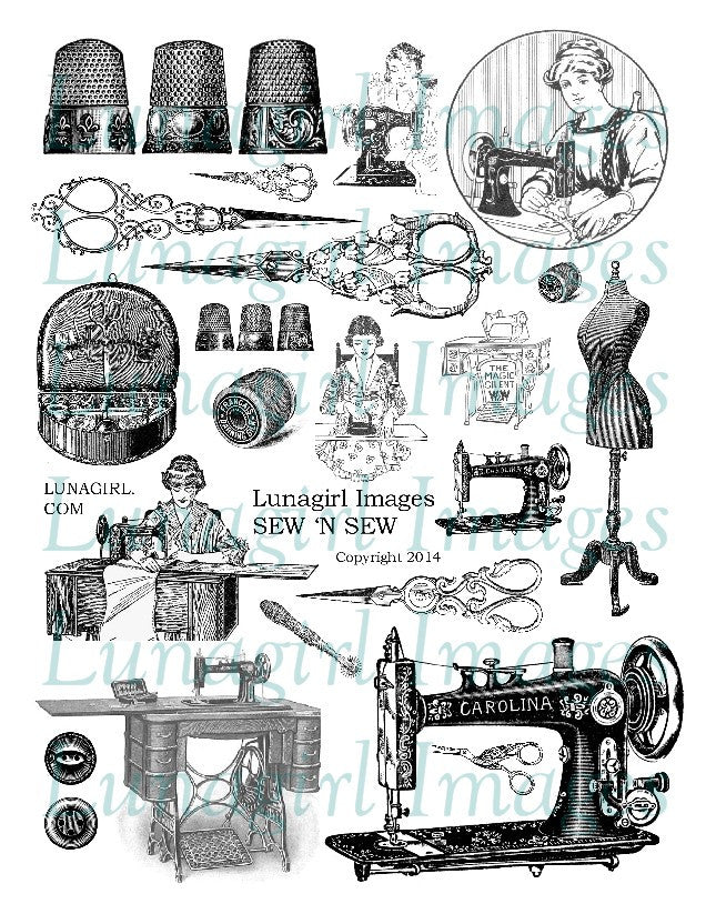 Sew 'n' Sew Digital Collage Sheet - Lunagirl