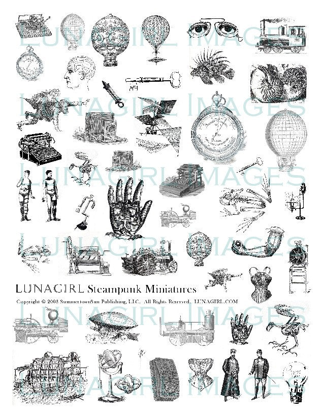Steampunk #1 Miniatures Digital Collage Sheet - Lunagirl
