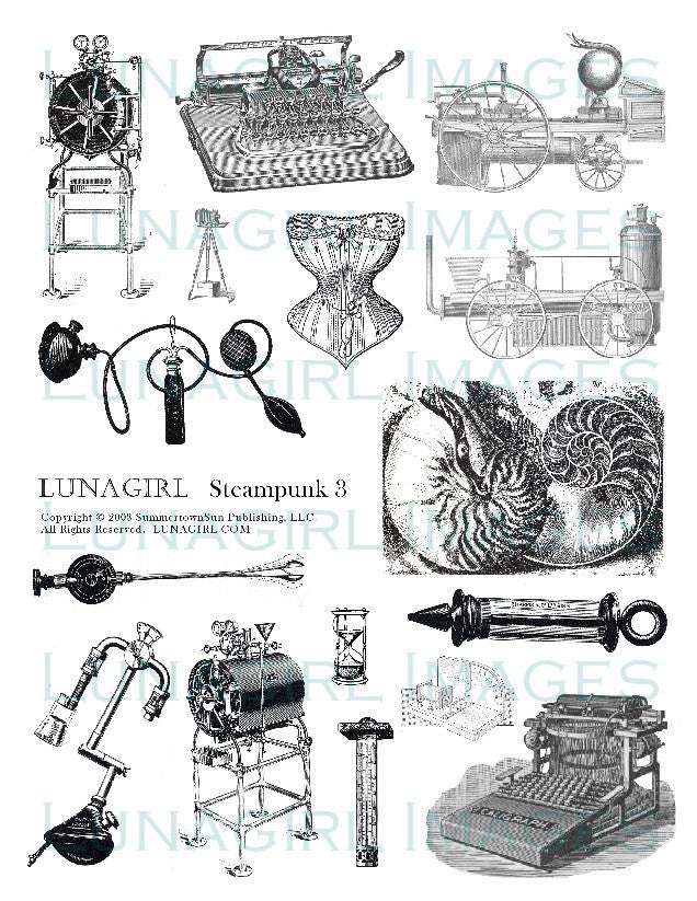 Steampunk  #3 Digital Collage Sheet - Lunagirl