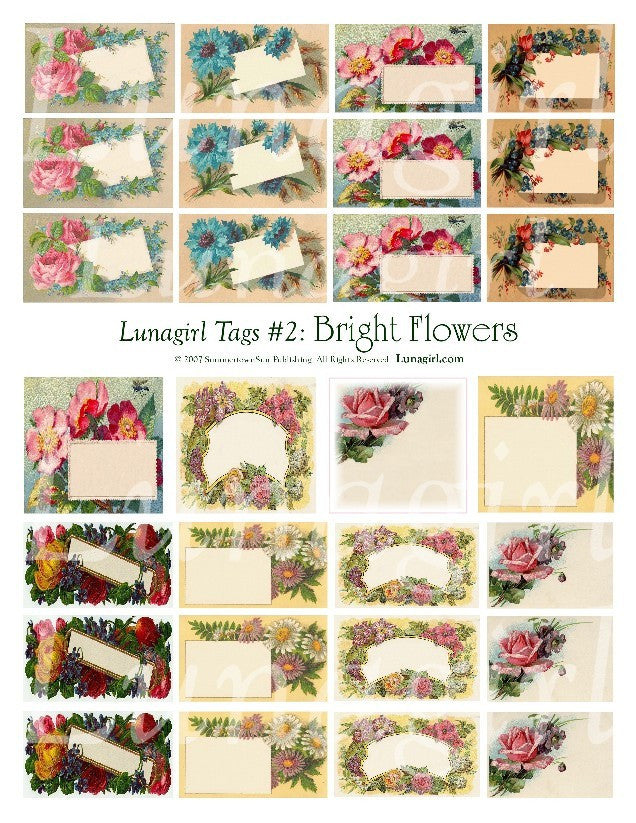 Tags: Bright Flowers Digital Collage Sheet - Lunagirl