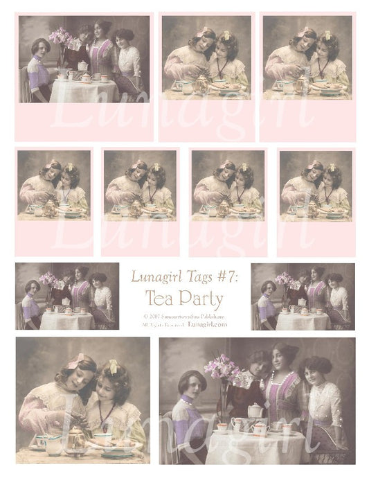 Tags: Tea Party Girls Digital Collage Sheet - Lunagirl