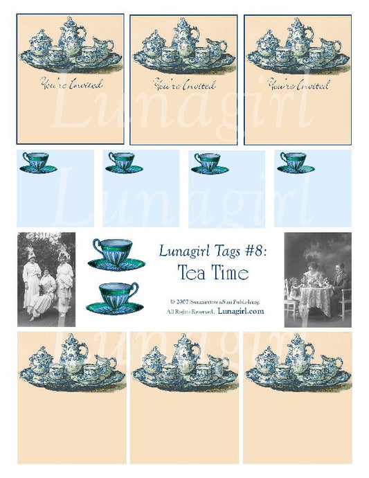 Tags: Tea Time Digital Collage Sheet - Lunagirl