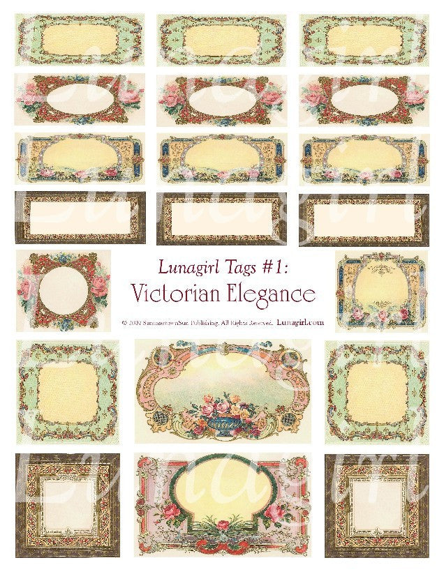Tags: Victorian Elegance Digital Collage Sheet - Lunagirl