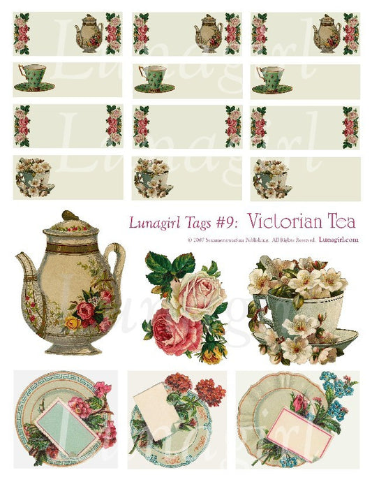 Tags: Victorian Tea Digital Collage Sheet - Lunagirl