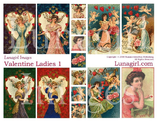 Valentine Ladies #1 Digital Collage Sheet - Lunagirl