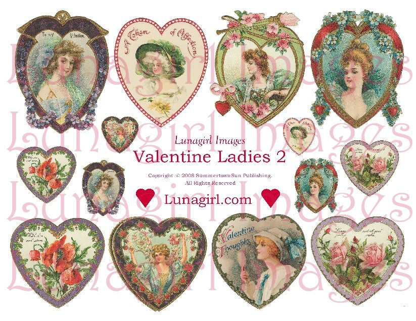 Valentine Ladies #2 Digital Collage Sheet - Lunagirl