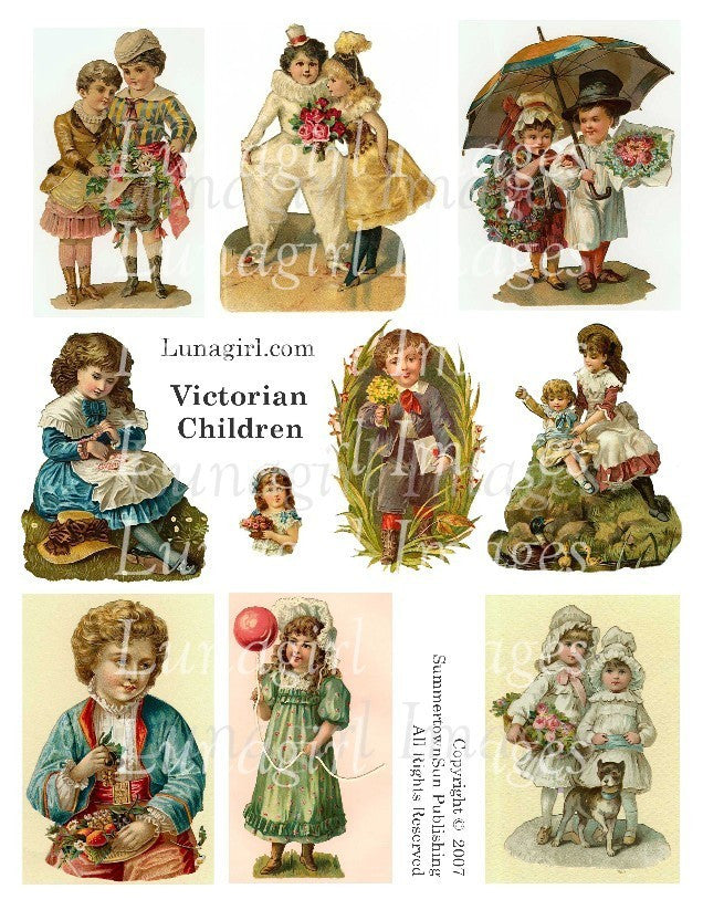 Victorian Children Digital Collage Sheet - Lunagirl