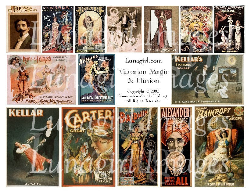 Victorian Magic & Illusion Digital Collage Sheet - Lunagirl