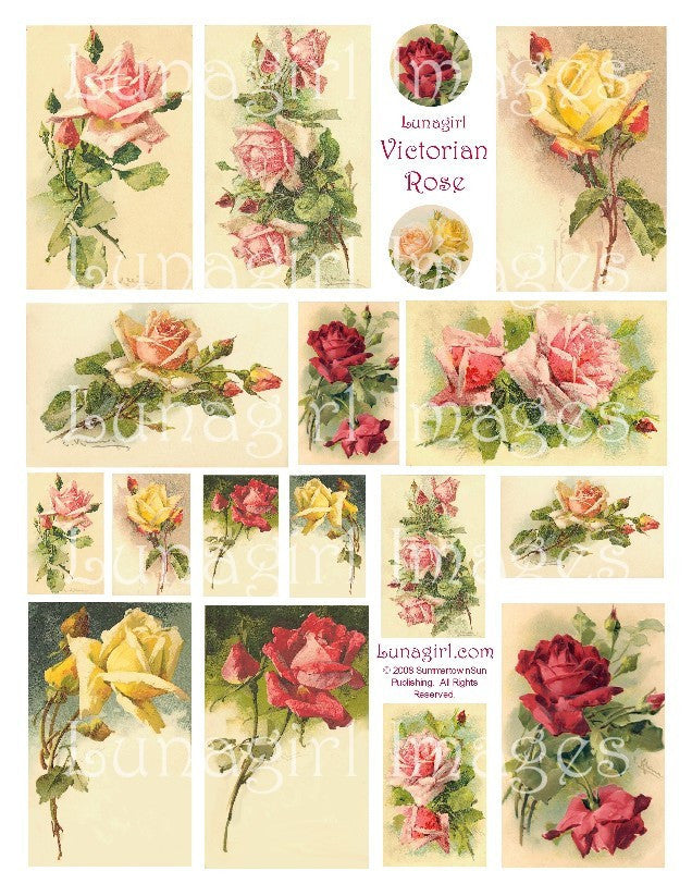 Victorian Rose Digital Collage Sheet - Lunagirl