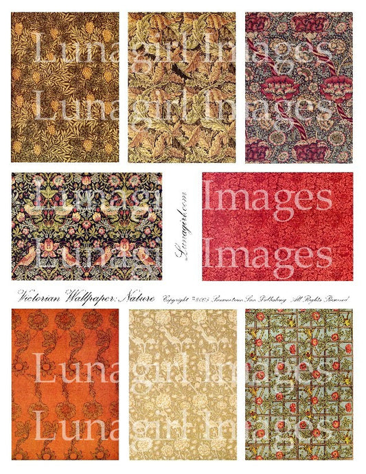 Victorian Wallpaper: Nature Digital Collage Sheet - Lunagirl