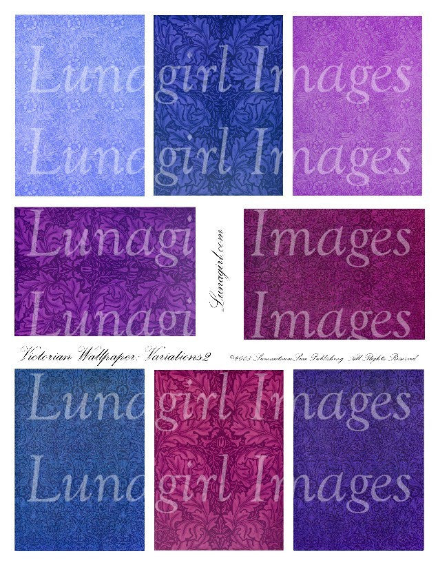 Victorian Wallpaper Variations #2 Digital Collage Sheet - Lunagirl