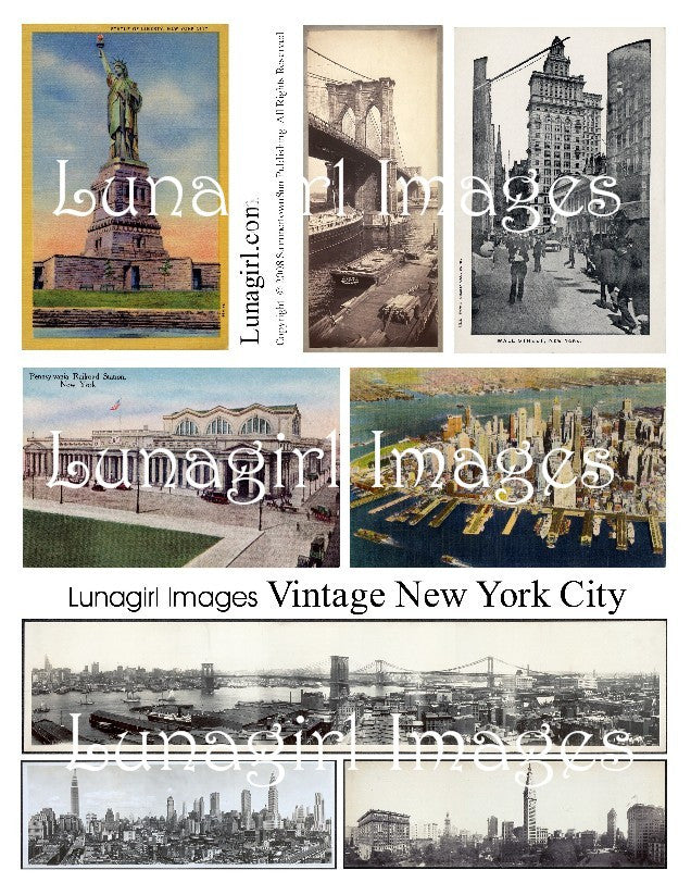 Vintage New York City Digital Collage Sheet - Lunagirl