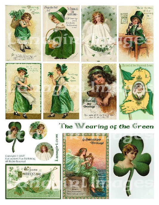 Wearing of the Green Digital Collage Sheet - Lunagirl
