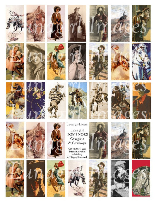 Dominoes (1x2) Cowgirls & Cowboys Digital Collage Sheet - Lunagirl