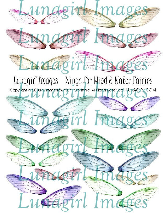 Wings for Wind & Water Fairies Digital Collage Sheet - Lunagirl