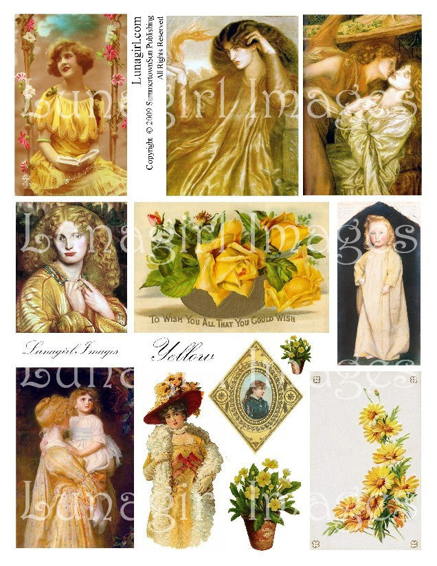 Yellow Digital Collage Sheet - Lunagirl